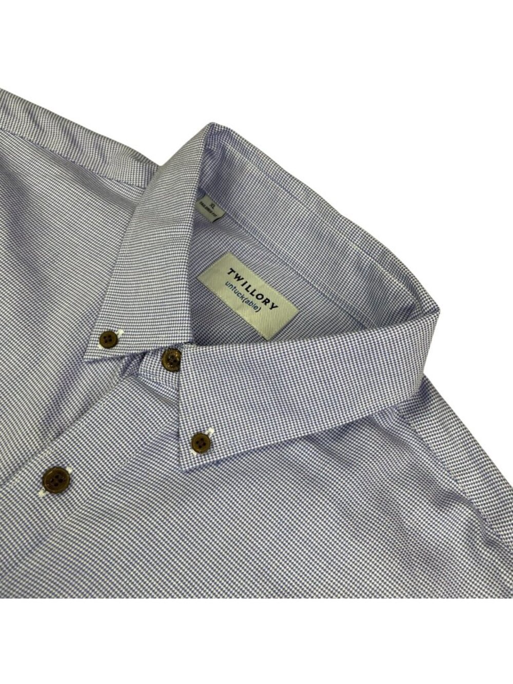 Twillory Men's Untuckable Tailored Fit Dress Shirt Blue Houndstooth • XL